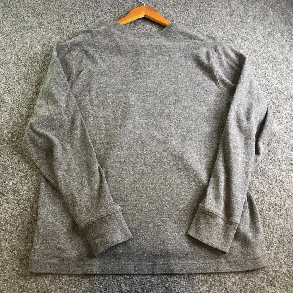 J Crew Shirt Mens Large Gray Oarsman Brushed Rib Knit Henley Long Sleeve
